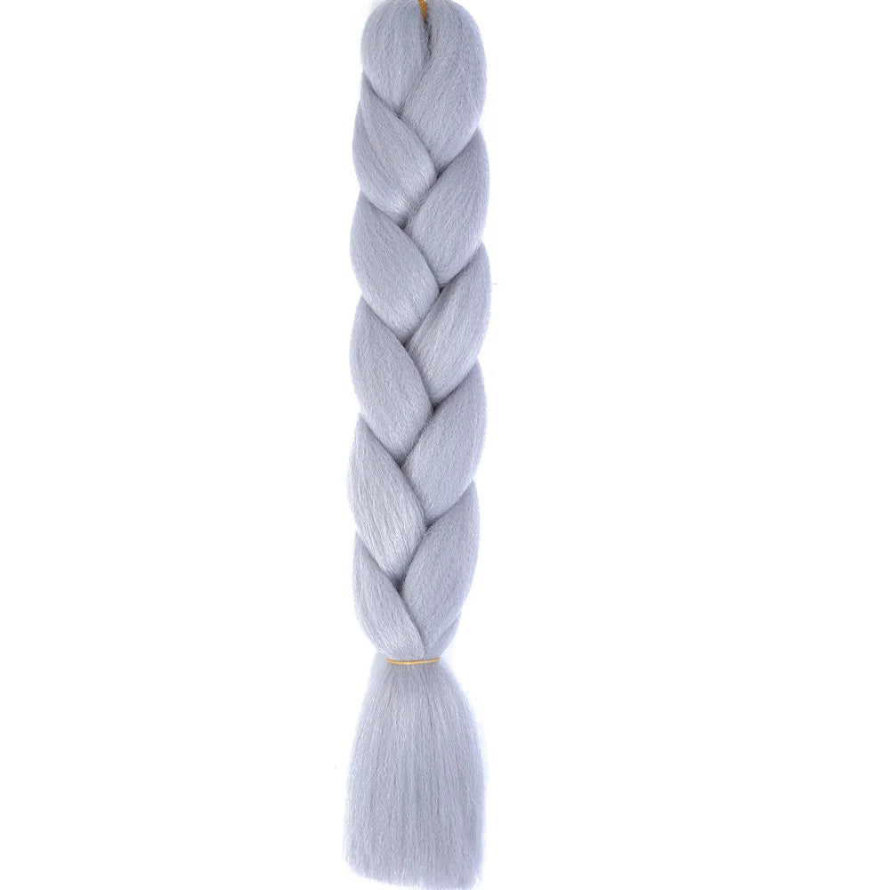 24 Inch Jumbo Box Braids Extensions Synthetic Braiding Hair DIY Hair Braids For Children Pink Purple Yellow Gray