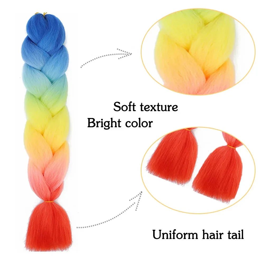 24 Inch Jumbo Braids Extensions Synthetic Braiding Hair Afro Ombre Color kanekalon Hair for Children Braid