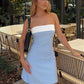 Off-shoulder Strapless Sexy Mini Dress For Women Robe Patchwork Backless Sleeveless High Waist A-line Club Party Dress