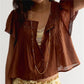 Women Boho Square Neck Lace Blouse Puff Short Sleeve Button Front Pleated Loose Cropped Shirt Vintage Cottage Summer Top