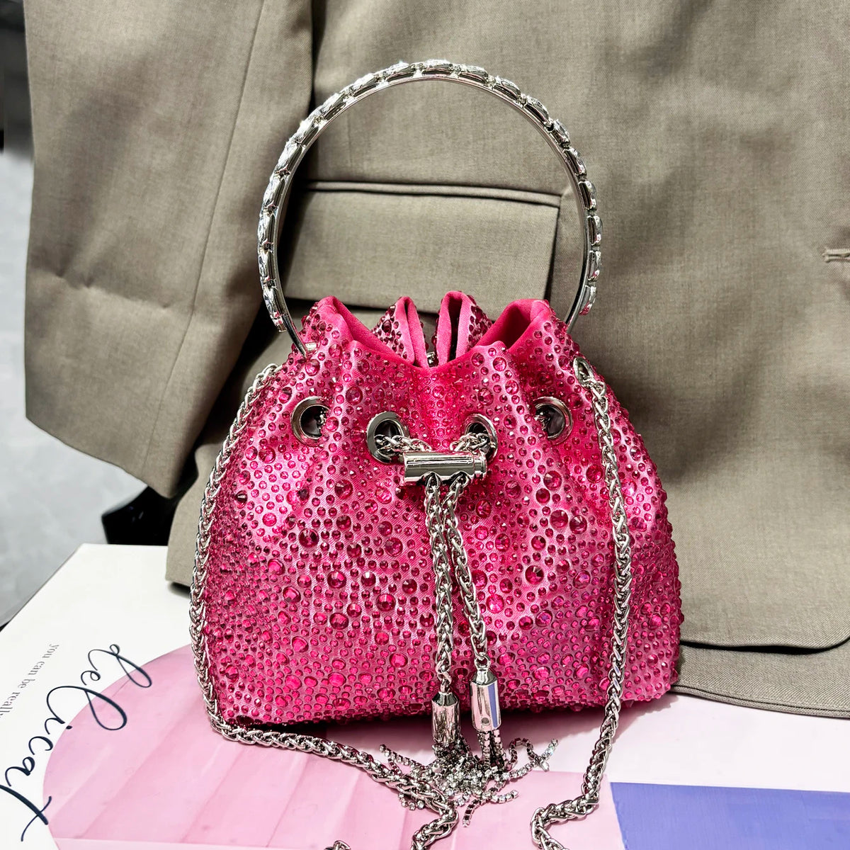 Rhinestones Evening clutch Bag Purses and handbag luxury Designer shoulder bag Shiny Crystal Clutch purse bucket bag