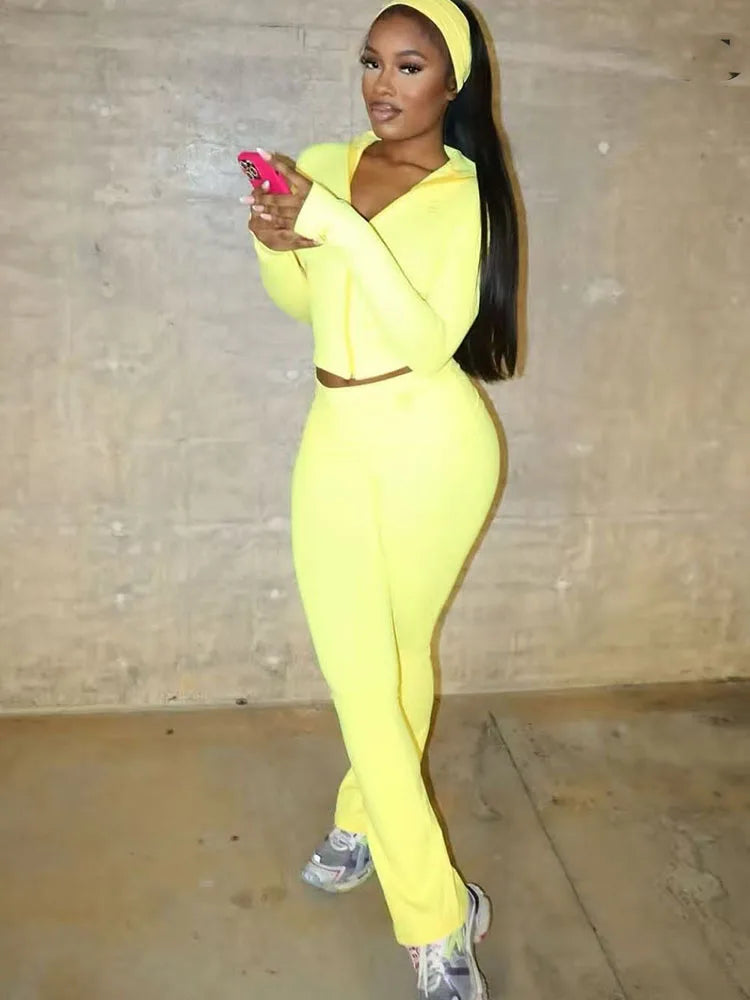 Casual Tracksuit Women 3-Piece Set Sporty Stretch Zip Crop Jacket+Leggings+Headband Fitness Stretch Street Outfits