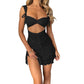 Lace Hollow Out Bandage Sexy Mini Dress For Women Robe Spaghetti Strap Backless Bodycon Sexy Party Club Print Dress