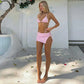 Pink Polka Dot Bikini Set with Slit Mini Skirt Summer 2026 Sexy Beach Vacation Outfits for Woman 3 Piece Set
