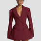 Sexy Black Blazer Dresses Deep V Neck Long Sleeve Mini Dress Elegant Fashion Woman Clothes