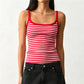 Women Striped Ribbed Tank Top U Neck Sleeveless Slim Fit Cami Top Y2K Retro Stripe Print Summer Casual Camisole