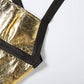 Bright Silk Shirring Tank Top Women Hottie Wild Cross Backless Halter Patchwork Sleeveless Chic Sexy Street Club Vest