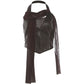 Party Sexy 2Piece Set Women Zip Halter Patchwork Mesh Hollow Vest+Print Metal Ring Tassel Cross Bandage Skirt Summer Suit