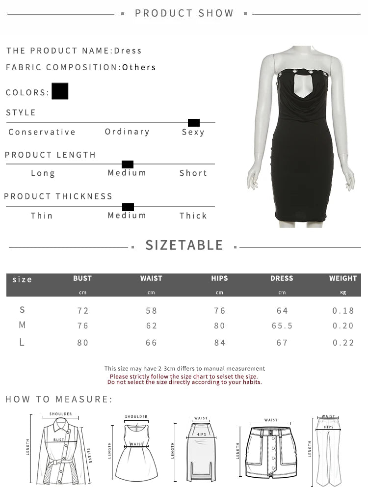 Metal Hollow Dress Women Sexy Y2K Ruched Swing Collar Skinny Midnight Coquette Party Summer Trend Streetwear Bodycon