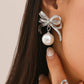 Elegant Bow Bowknot Drop Earrings for Women Trend Imitation Pearl Piercing Hanging Earring Wed Jewelry Accessories