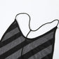 See Through Dress Women Summer Sexy Backless Sleeveless Side Slit Diagonal Stripes Lace Midnight Club Party Vestidos