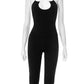 Casual Tracksuit 2 Piece Set Women Contrast Lace-Up Halter Backless Camisole+Stretch Pants Simple Fashion Outfits