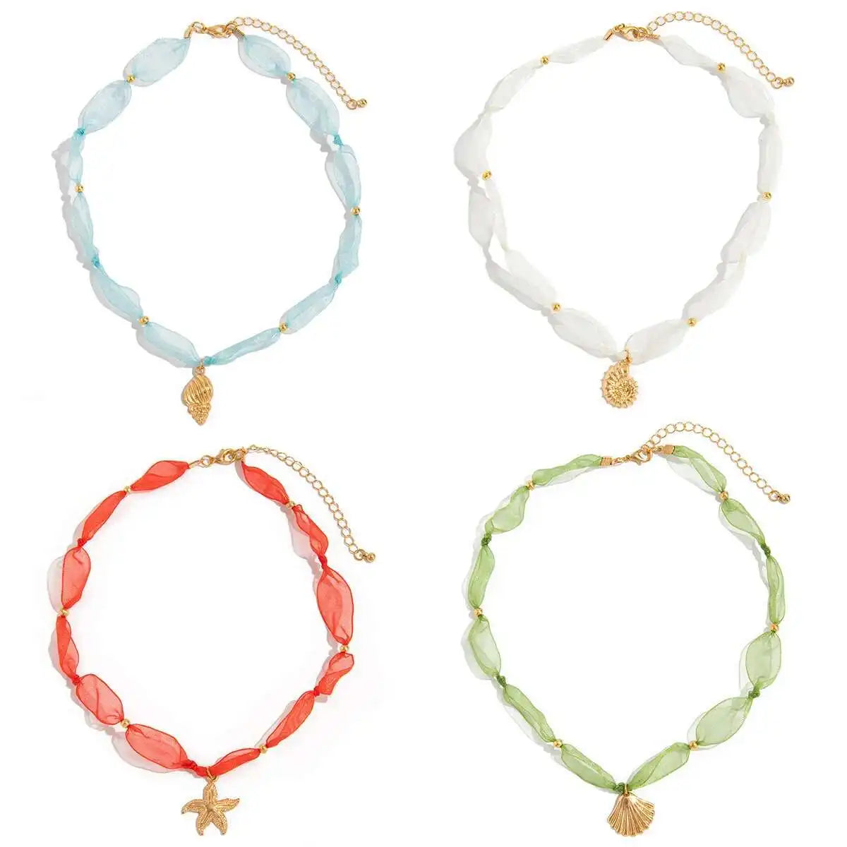 Trend Metal Starfish Conch Pendant Necklace for Women Romantic Elegant Clavicle Chain Wedding Engagement Party Jewelry