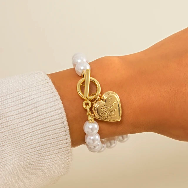 Elegant Multilayer Imitation-Pearl Chain Bracelet for Women Wedding Bridal Kpop Charm Beaded Bangles Couple Hand Jewelry