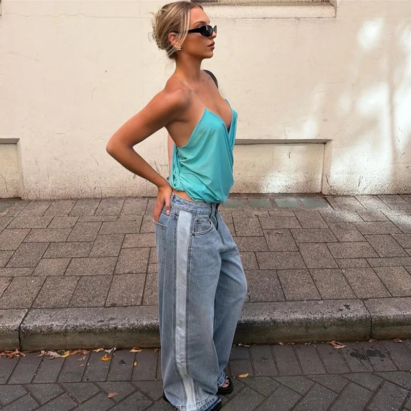 Women's Tanks Sexy Deep V-neck Sleeveless Backless Crop Tops Summer 2026 Trendy Female Clothes