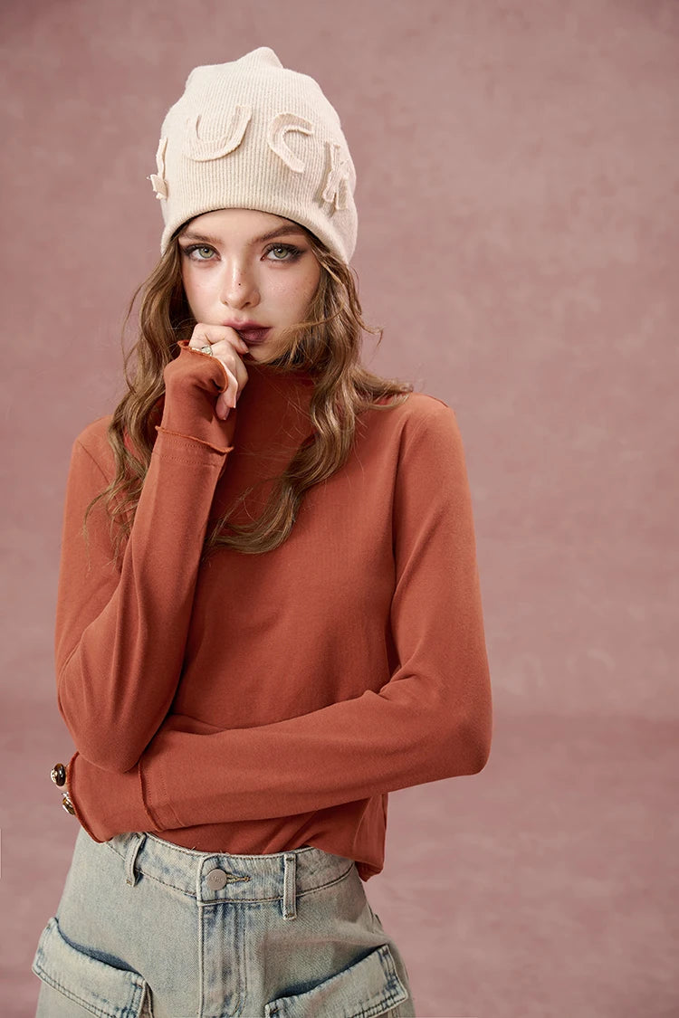 Elegant Lace Trim Mock Neck Top, Solid Ruffle Cuff Long Sleeve Blouse for Daily Wear