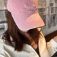 Vintage Washed Fashion Raw Edge Letter Embroidery Soft Top Baseball Cap Fashion Versatile for Women