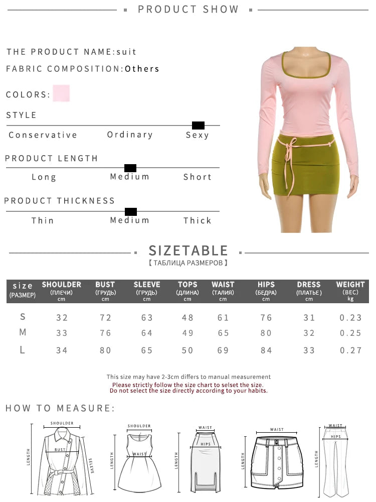 Sexy Simple 2 Piece Set Women Autumn Trend Line Patchwork Low-Neck Full Sleeve T-Shirt+Bandages Skirts Fashion Suits