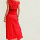 Women's 2 Piece Skirt Outfits Off One Shoulder Y2K Dots Print Tank Tops and Long Skinny Skirt Set Summer Party Clubwear