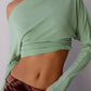 Look Slimmer Casual Simple T-Shirts Woman Autumn Trend Skew Collar Backless Shape Waist High Street Versatile Style Tees