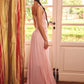 Chiffon Backless Sexy Maxi Dress Women Elegant Pink V Neck Sleeveless Ruched High Split Bodycon Club Party Long Dress