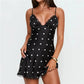 Summer Polka Dot Mini Dress For Women High Waist Sleeveless Dress Spaghetti Strap Sexy Backless Party Club Sundress
