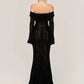 Lace Off-shoulder Sexy Maxi Dress Women Strapless Backless Long Sleeve Bodycon Evening Club Party Long Dress Elegant