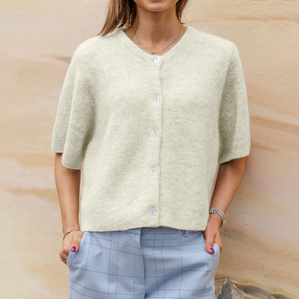 Women Knitted Crop Cardigan Shirt Short Sleeve Button Down Ribbed Knit Crop Top Y2k Girls Outwear Top Tee Shirt