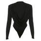 Sexy Classic Bodysuit Women Swing Collar Deep V-Neck Full Sleeve Hottie Wild Elegant Stretch Skinny Street Clubwear