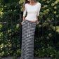 Multi-stripe Print Knit Maxi Skirt 2026 Fall Clothes Drawstring Long Skirts for Woman High Quality