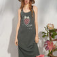 Strawberry Graffiti Print Punk Overall Dress, A-Line Sleeveless Streetwear Midi Dress, Y2K Sweet Grunge