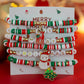 6 Pcs Y2K Snowman Deer Christmas Tree Pendant Polymer Clay Bracelet Women New Year Bangles Xmas Party Jewelry Gifts
