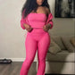 Casuals 2 Piece Set Women Chic Sporty Hooded Zipper Crop Jacket+Simple Tank Top+Flare Pants Autumn Trend Street Suits