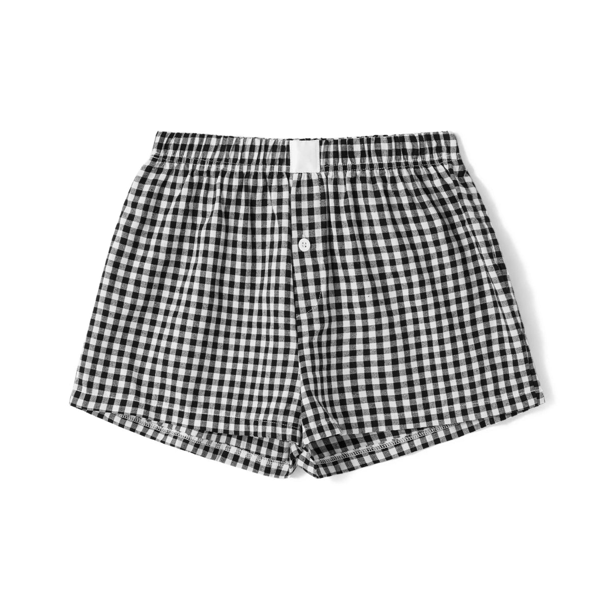 Women Y2k Gingham Boxer Shorts Stripes Button Elastic Waist Boxers Cute Mini Bloomers Plaid Loose Fit Boy Shorts