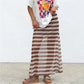 Y2K Casual Womens Striped See Through Mesh Long Skirt Elastic Waist Flared Hem Sheer Maxi Skirt Street Vacation Outfit