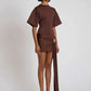 Fashion Short Sleeve Ruched Sexy Mini Dress Women Elegant Metal Decoration Solid O Neck High Waist Club Dresses New