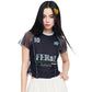 Sporty Jersey Style T-shirt, Slim V-neck Number Print Tee, Y2K Letter Graphic Cropped Top for Women