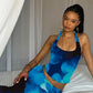 Flower Print Backless Halter Top and Maxi Skirt 2 Piece Set Elegant Sexy Summer Vacation Outfits Women