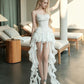 Sweet 2-Piece Set Women Jacquard Cross Bandage Belt+Tierred Swing Collar Tassel Dress Chic Birthday Party Chic Suit