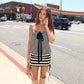 Black and White Striped Tie-front Tube Dress 2026 Summer Clothes for Woman Mini Dresses