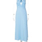 Women Halter Sexy Maxi Dress Deep V Neck Ruched Bust Bodycon Long Dress Elegant Evening Cocktail Party Formal Dresses