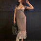 See Through 2 pieces Dress Women Square Collar Dress+Patchwork Lace Low-Neck Dress Sexy Street Midnight Vestidos