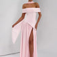 Off-shoulder Backless Sexy Maxi Dress Women Fashion Strapless Sleeveless Pleated Thigh High Split Club Party Long Dress