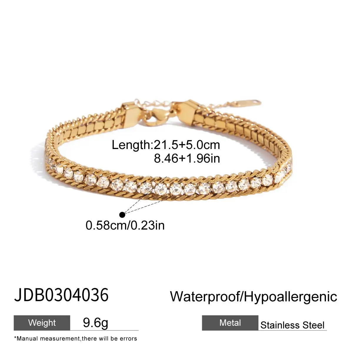 Zircon Star Metal Chain Bracelet Bangle Gold Plated Stainless Steel Watproof Summer Trendy Wrist Jewelry For Women