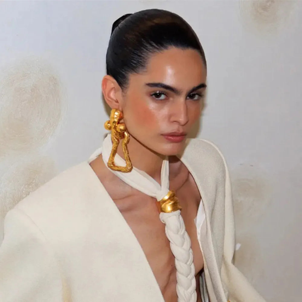 Vintage Exaggerated Heavy Metal Keyhole Dangle Earrings For Women Jewelry New Fashion Show Lady Ears' Clothing Accessories