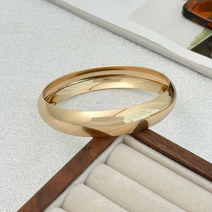 Women's Minimalist Glossy Big round Punk Bangle Bracelet Geometry Metal Stackable Wide Party Jewelry Accessory