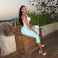 Green Gingham Capri Two Pieces Suits Casual Outfits for Woman Halter Top and Cropped Pants Matching Sets