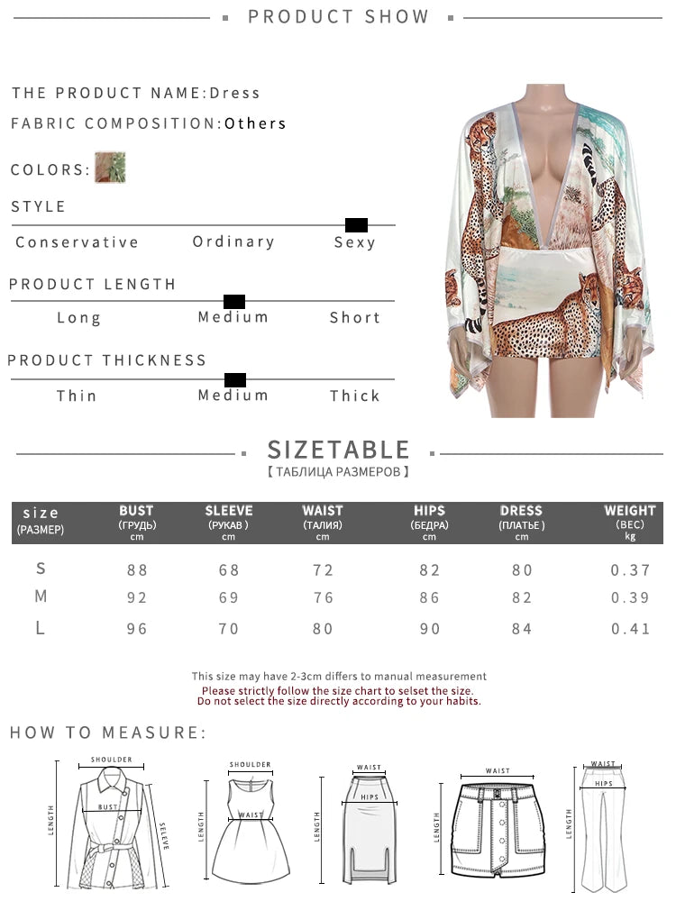 Colorful Leopard Print Dress Women Sexy Deep V-Neck Backless Patchwork Puff Sleeve Hottie Vacation Party Club Bodycon