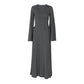 Side Lace Up Long Sleeve Maxi Dresses for Women Autumn Winter Clothes Elegant Ribbed Knitted Black Dress