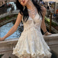 Lace Patchwork Sling Dress Woman Low-Neck Cross Bandage Backless Puffy Hem Sweet Girls Birthday Party Elegant Bodycon